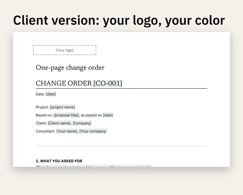 Preview 1 of Change Order