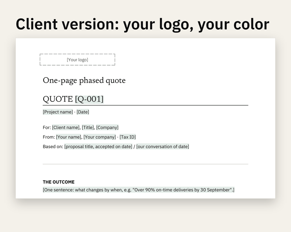 Preview 1 of Phased Quote