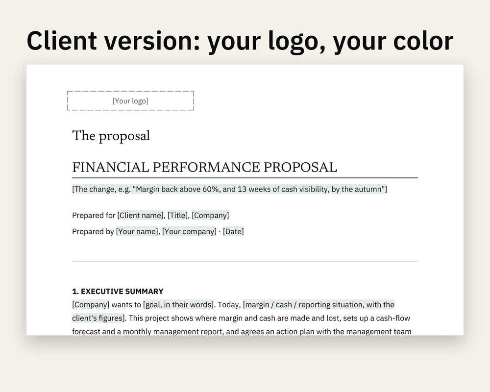 Preview 1 of Financial Performance Consulting Proposal